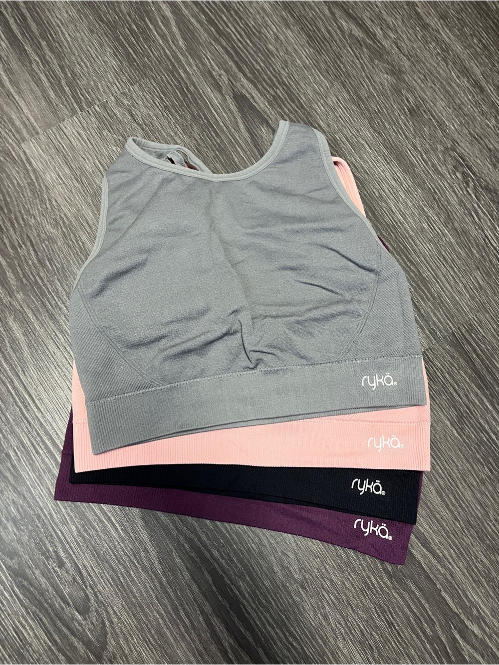 NWOT Ryka Women's High-Neck Sports Bra - Gray, Pink, Purple, Black 4 pk